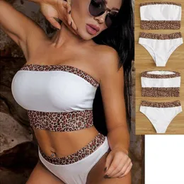 Women's Swimwear 2023 Plus Size Bandeau push up zestaw bikini kobiet mikro kąpiel bandaż bandaż biquini plaża seksowna lampart s-l