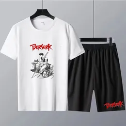 Men's Tracksuits Berserk TShirt Sets Suits Japanese Anime Graphic Mens Cotton Outfits Streetwears Oversized 2 Piece Manga Shorts Set 230330