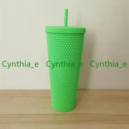 2021 Starbucks Double Green Durian Tumblers Laser Straw Cup Tumblers Mermaid Plastic Cold Water Coffee Cups Gift Mug207j
