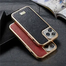 Plating Snake طباعة نمط هاتف Vogue Fogue for iPhone 14 13 12 11 Pro Max Solid Color Leather Business Progins Stracksproof