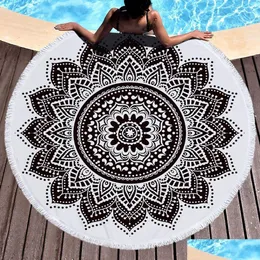 Asciugamano Bohemian Mandala Tapestry Beach Throw Large Round Coperta da picnic Tappetino Decorazione piscina Yoga Drop Delivery Home Garden Textiles Dh4Vq