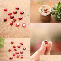 Arts And Crafts Mini Red Artificial Ladybugs Cabochon Ladybug Kawaii Decoration For Fairy Garden Miniatures Micro Landscape Drop Del Dh1Tc