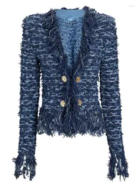 Maglieria da donna HIGH STREET Giacca firmata Est 2023 Moda autunno inverno Donna Bottoni leone Cardigan in maglia nappa impreziosito