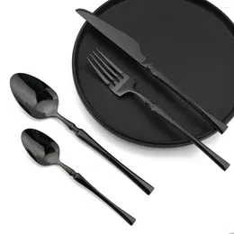 Flatvaruuppsättningar 4/8/16/24/32st stål Silvervaror gaffel gaffelformad rostfritt bestick kniv set sked servis ljust kök
