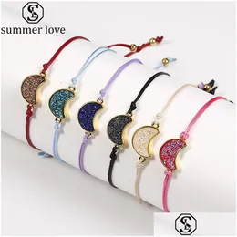 Chain Bohemia Bangle Moon Pingente Bracelets com Micolor Resina Imitação de Pedra para Mulheres Jóias de Pulpar Aço Anterior