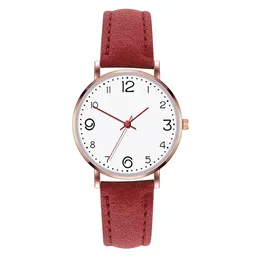 HBP-дизайнерские наручные часы красные кожаные ремешки Quartz Движение Электронные часы Ladies Business Watch Ultra Thin Digital Dial