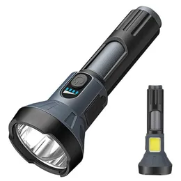 Tragbare, wiederaufladbare USB-Taschenlampe, wasserdichte LED-COB-Taschenlampe, Outdoor-Notfalltelefon, Energiebank, Wandern, Camping, Laterne