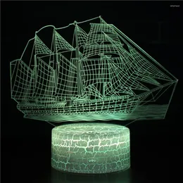 Nachtlichter Segelboot Schlachtschiff Teen Room Decor Niedliche Lampe Schreibtischdekoration Led Für Schlafzimmer Deko Glühbirnen Home Geschenke