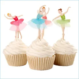 Other Event Party Supplies New Gracef Ballerina Cupcake Topper Dancer Cake Accessory Girl Birthday 120Pcs/Lot Drop Delivery Home G Dhw01