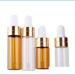 Packing Bottles L 5Ml Transparent Brown Glass Plastic Dropper Bottle Portable Essential Oil Per Sample Test Drop Delivery Office Sch Dhx2J