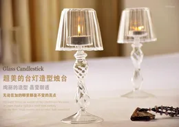 Ljushållare Lampformat glas TEALELLE HOLDER CRYSTAL Candlest för bröllopsfest kaffekafé Bar Tablett Centerpiece