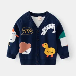 Cardigan 2 8t Kid Baby Boys Girls Winter Clothes Toddler Söt spädbarnströja Knit Top Animal Print Knitwear Coat Outfit 230331