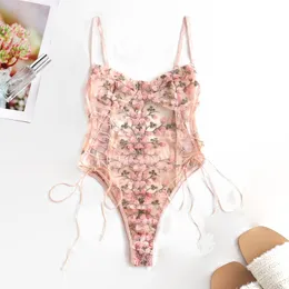 Andere Pantie Teddy Dessous Sexy Unterwäsche Erotik Korsett Spitze Mesh Nachtwäsche Nachtwäsche Bestickter Riemen einteiliger sexy Pyjama 230331