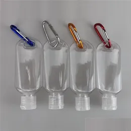 Packing Bottles 50Ml Empty Alcohol Refillable Bottle With Key Ring Hook Clear Plastic Hand Sanitizer Outdoor Travel Drop Delivery Of Dhiv9