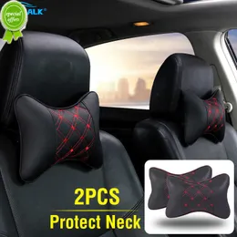 Yeni 2pcs PU Deri Araba Boyun Yastıkları Baş Destek Koruyucusu Evrensel Sabit Backrest Yastığı Baş Ağrısı Rahatlatma Dinlenme Yastığı