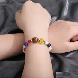 Perlen New Galaxy Planets Armband für Frauen Männer weiß türkis Naturstein Universum Solar Yoga Chakra handgemachte Stränge D Dhgarden Dht1C