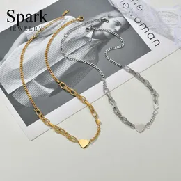 Kedjor Spark Romantic Love Heart Pendant Halsband Guld Rostfritt stålkedja halsband krage för kvinnor flickvän årsdag gåva1