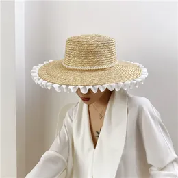Stylowe tkane perłowe słomkowe kapelusz ręcznie robione wysokiej jakości czapki plażowe