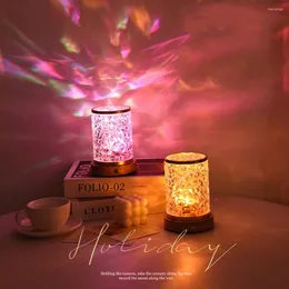 Night Lights LED Atmosphere Lamp USB Charging Water Wave Pography Lighting Cylindrical Portable Acrylic Cordless For Home Decoration