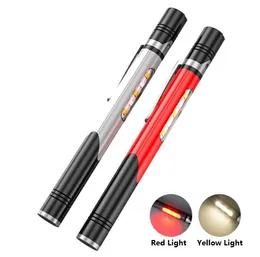 Super Bright LED Pen Flashlight with Clip Aluminium Alloy COB Flashlight 4 Mode Rechargeable Torch Light For Night Fishing Camping Pocket Lamp Outdoor Penlight