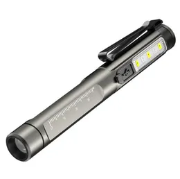 Typ-C USB do ładowania latarki wielofunkcyjne pióro medyczne Light Light Penlight Pierwsza pomoc Pielęgniarka lekarz LED Torcha Dual biała żółta fioletowa lampa światła UV