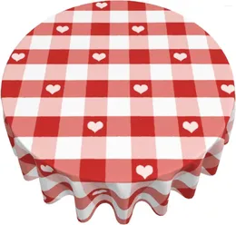 Toalha de mesa valentine coração toalha de mesa vermelho gingham capa de dia das mães 60 Polegada redondo para jantar buffet festas e acampamento