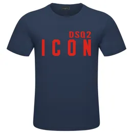 DSQ2 Nya tryckta skjortor Män och kvinnor o-hals klassisk modetrenden för enkelt gatumärke kort varumärke kort ärm