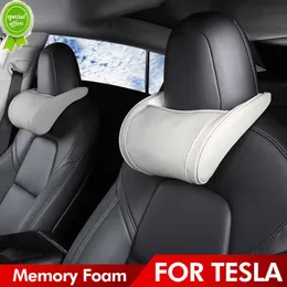 For Tesla Model 3 Y Flocking/Leather Car Seat Neck Pillow Soft Memory Neck  Pillow High-Quality Headrest Lumbar Support - AliExpress