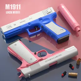 M1911 Airsoft Gun Pistol Shell Huceing Toys Soft Bullet Gun Toy с Sleencer Kids стреляют на открытом воздухе для мальчиков игрушки S2030