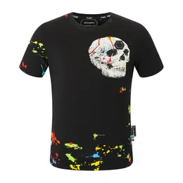 Designer de Pleinxplein Design Designer de camisetas masculinas Slim Fit PP T-shirt Summer Rhinestone Round Ncond Plein Skulls Streetwear Black 8401 Color