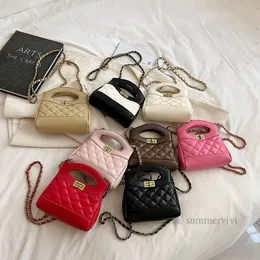 Lady Style Children Handbags Girls Diamond Lattice Quilted One-One-Coulder Bag Kids Buckle Buckle Crossbody Bag Z1222