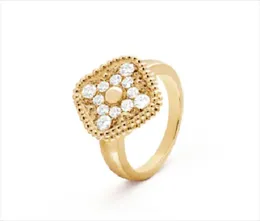 Пара колец Lucky Clover Ring Four Leaf Cleef Love Gold Rings для женщин мужские роскошные обручальные кольца и коробка