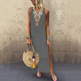 캐주얼 드레스 솔리드 v- 넥 소매 소매 긴 드레스 여성 느슨한 고삐 아비티 에스티비 도나 2023