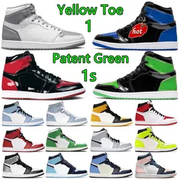 NEW OG 1 Mens Basketball Shoes 1s Stealth Patent Green Yellow Toe Royal Bred University Blue Visionaire Obsidian Light Smoke Grey Lucky Green Men Women Traine