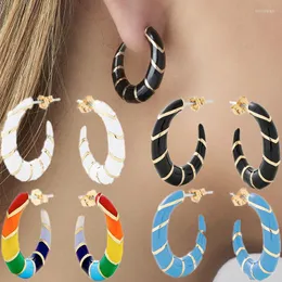 Kolczyki obręcze hurtowy kolor biżuterii Kolor oleju róg oleju dla kobiet moda c geometryczna impreza lśniących pierścienie ucha