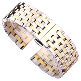 Titta på band Band Armband 20 22mm Solid rostfritt stål Män kvinnor rak slut Rem Metal Silver Roes Gold Watchbands AccessoriesWatch