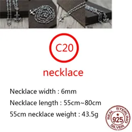 C20 S925 Sterling Silver Necklace مخصصة الأزياء الشرير الهيب هوب نمط متعدد الاستخدام