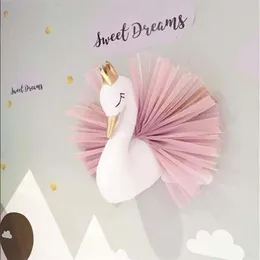 Wall Stickers Children's Room Decoration 3D Animal Head Swan Wall Hanging Decoration Children's Room Nursery Decoration Soft Installation Game Room 230331