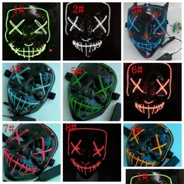 Andere Event Party Supplies 10 Farben Led Glowing Mask Halloween Light Up Cosplay In The Dark Horror Kka7536 Drop Delivery Home Gar Dhywc