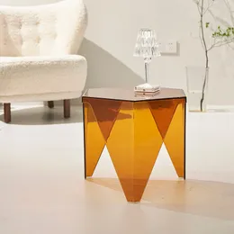 Tavolino geometrico trasparente nordico piccolo appartamento cucitura portatile divano angolo dell'angolo dell'ispirazione e comodino acrilico creativo