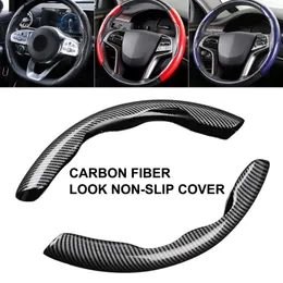 1 çift evrensel araba direksiyon güçlendirici kapak karbon Fiber görünüm kaymaz iç dekorasyon aksesuarları oto Deco için
