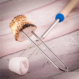 Bbq Tools Accessories Stainless Steel Marshmallow Roasting Sticks Extending Roaster Telesco Cooking/Baking/Barbecue Gyq Drop Deliv Dhkoy