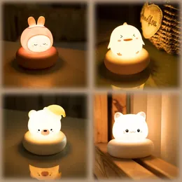 Night Night Light Bear Rabbit Baby Nightlight fofo para o quarto de casa garoto USB Cartoon Lâmpada Led Led Christmas Presente