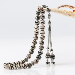 Страндные нити с бисером агат Тасбих натуральный камень серебряный кисточка 33 66 99 Молитвенные бусинки Исламская мода Мусульманская мусульманина с розаримированными LARS22