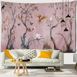 Arazzi Flower Bird Painting Wall Takestry Wonging Bohémien Hippie Witchcraft Art Psychedelic Table Mat Decor Home Cloth 230330