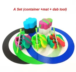 A Set Silicone Mat 22ml Container Dab Tool 22ml cloud shape Container Round Mat Silicone Container For Dab Silicone Jar Dab Tool