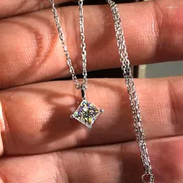 Pendant Necklaces Ne'w Gorgeous Princess Square Cubic Zirconia Necklace Luxury Bridal Wedding Top Quality Classic Women Jewelry