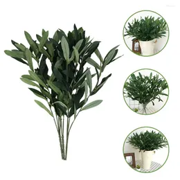 Flores decorativas 3 PCS Plants Faux Olive Folhas de galhos verdes Eucalipto artificial
