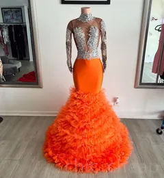 ASO ASO EBI Orange Mermaid Prom Dress Dress Lace Festa formal Festa formal Recepção Vestidos de noivado de aniversário Vestidos Robe de Soiree ZJ277 407