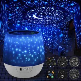 Night Lights Star Sky Dream Projekcja Lampa gwiaździstość nowość Luminous USB Romantyczna LED Księżyc Galaxy Light Light Creative Children urodziny P230331